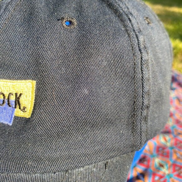 Vtg Birkenstock Hat Strap-back Adjustable Fit Unisex Navy All Cotton Hong Kong - Picture 4 of 9